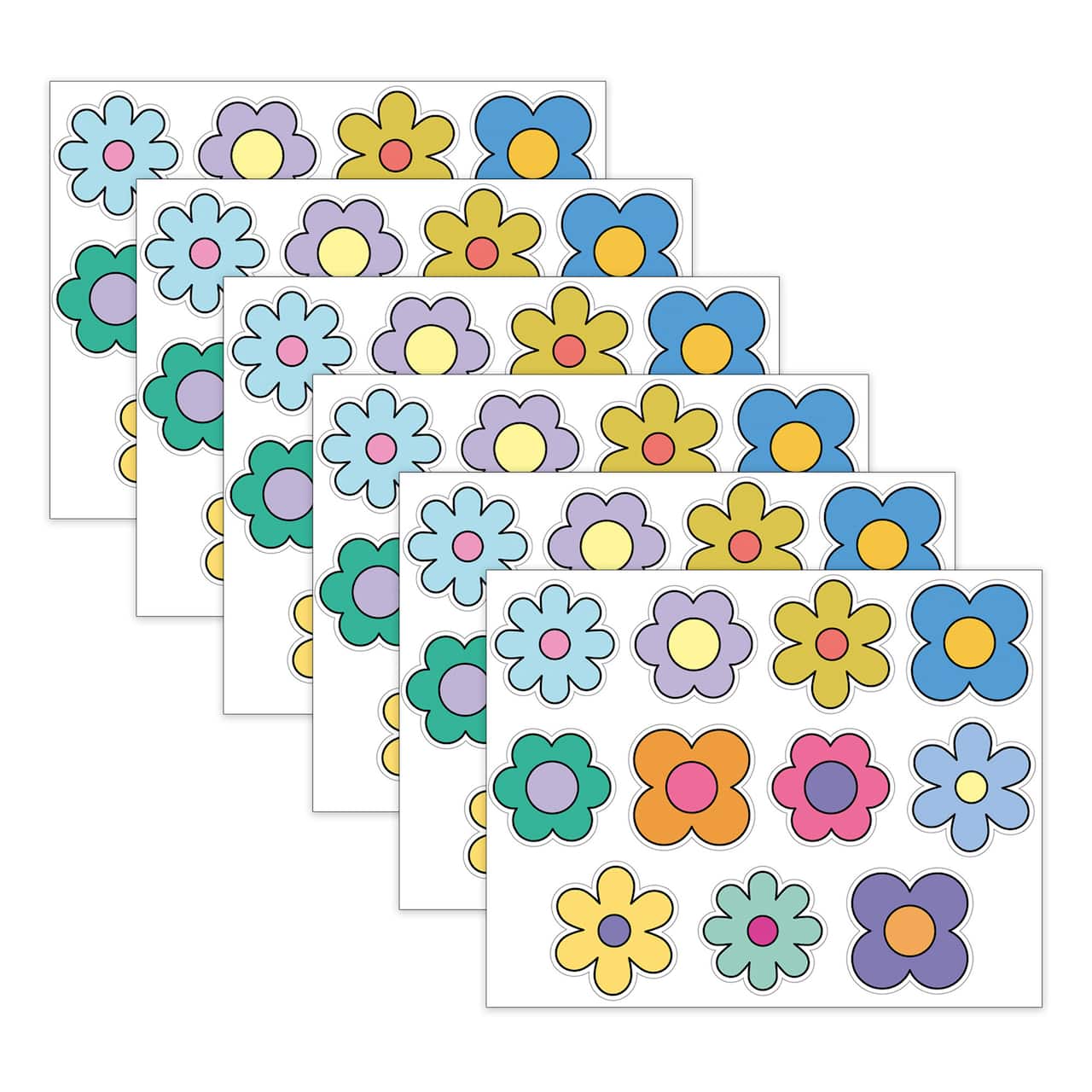 Carson Dellosa® Education Happily Ever Elementary Retro Remix Flowers Cutouts Set, 6ct.